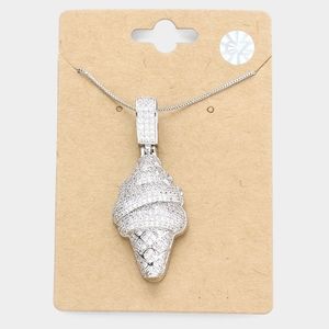 Silver Ice Cream Cone Shape Pendant Necklace Chain